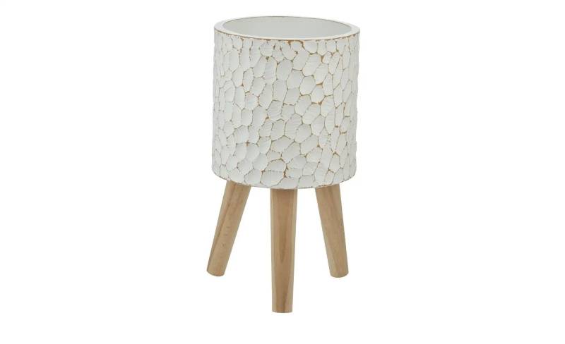 HOME STORY Übertopf auf Holzfüßen   ¦ weiß ¦ Magnesia,Holz,Fiberglas ¦ Maße (cm): H: 41  Ø: 21.5 Dekoration > Dekoartikel - Möbel Kraft