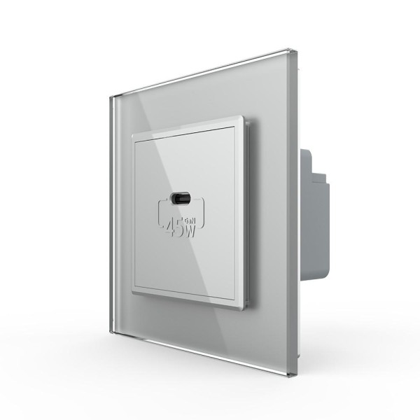 USB-C Schnellladegerät 45W Grau inkl. Glasrahmen VL-FCUC-2IP-M-SR-15 LIVOLO USB-C Schnellladegerät 45W Grau inkl. Glasrahmen VL-FCUC-2IP-M-SR-15 LIVOLO