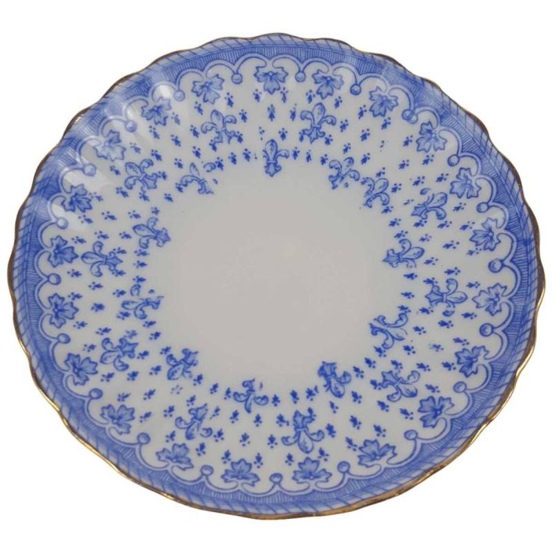 Untertasse Goldrand Stempeln sind unterschiedlich Schaller Blaue Lilie Blumendekor gebraucht - gut
