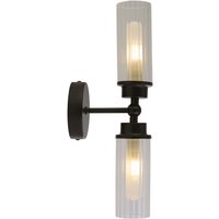Up Down Wandleuchte Schwarz Metall Glas G9 IP44 H:37 cm von Searchlight