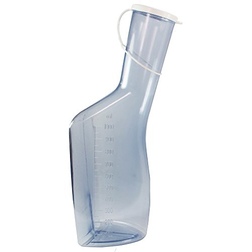 Urinflasche für Männer, Beschreibung:Glasklar mit weißem Deckel von Carmesin
