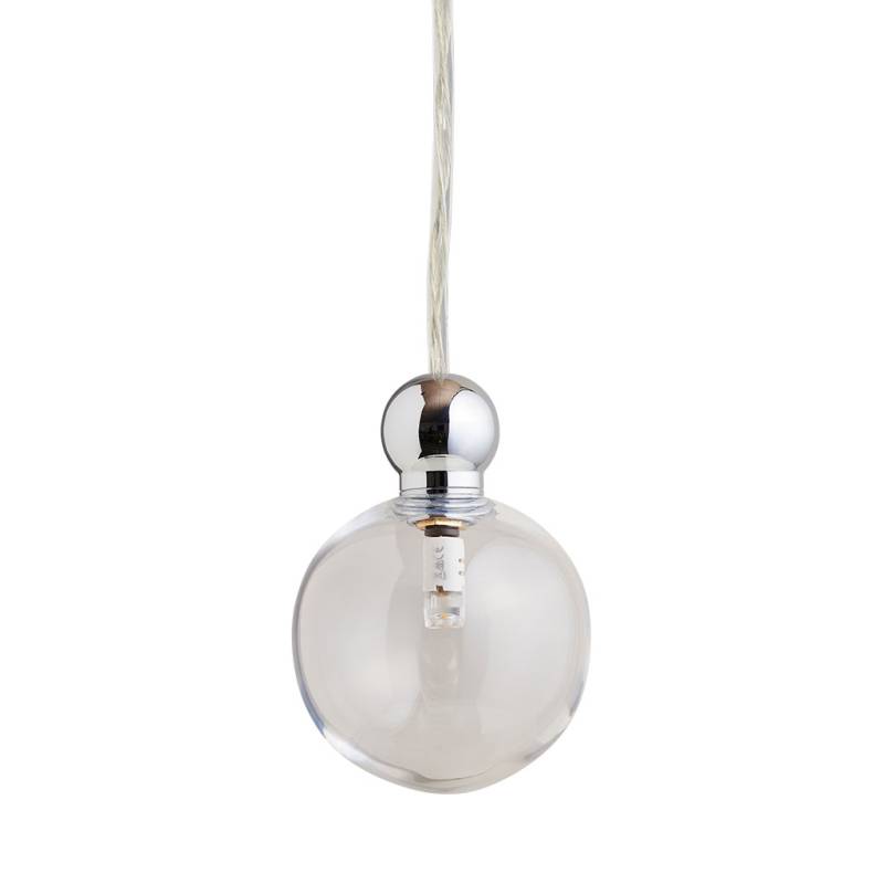 Uva Pendelleuchte M Ø 7 cm, Clear, Silber, mit Einzelbaldachin