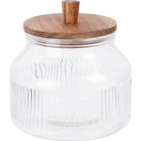 VORRATSGLAS 1 Stück mit Deckel Rund transparent Glas Weiß, Braun