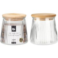 VORRATSTOPF 1 Stück ca. 680 ml mit Bambusdeckel Glas transparent