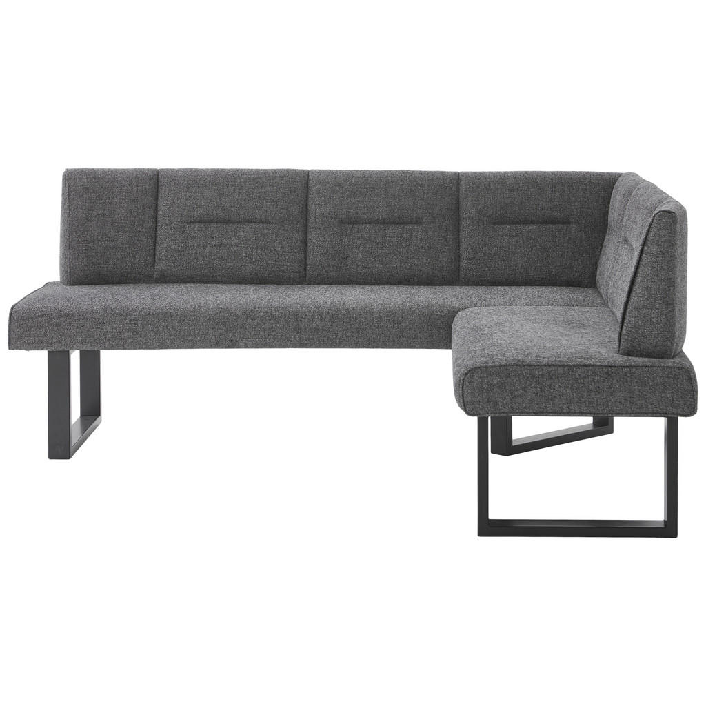 Valdera Eckbank, Graphit, Metall, Textil, 3-Sitzer, L-Form, 182x142 cm, seitenverkehrt erhältlich, mit Rückenlehne, in verschiedenen Größen erhältlich, Esszimmer, Bänke, Eckbänke von Valdera