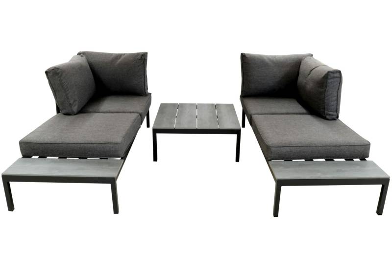 Variable Loungegarnitur 3tlg. schwarz mit Kissen und Polster
