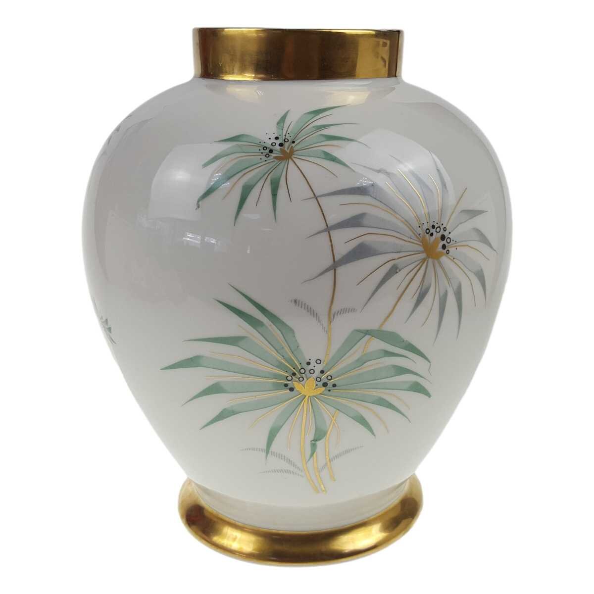 Vase Goldrand ohne Deckel 25 cm Seltmann Vohenstrauß Blumendekor gebraucht - gut