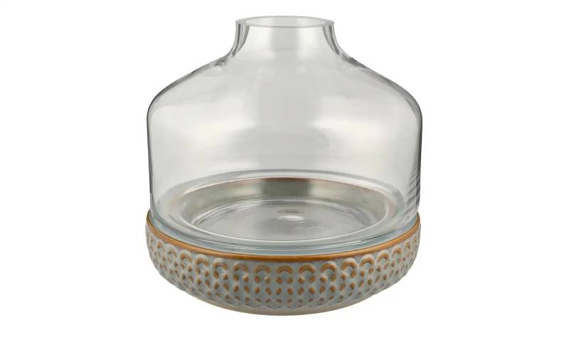 Vase mit Steinboden   ¦ grau ¦ Glas,Steingut ¦ Maße (cm): H: 22  Ø: 22.5