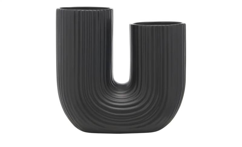 HOME STORY Vase   ¦ schwarz ¦ Dolomite ¦ Maße (cm): B: 24,3 H: 23,6 T: 11.7 Accessoires > Vasen - Höffner