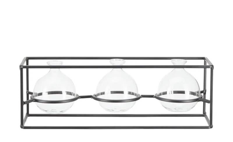 Vasen in Metallgestell   ¦ schwarz ¦ Metall,Glas ¦ Maße (cm): B: 33 H: 11 T: 10.0 Accessoires > Vasen - Höffner