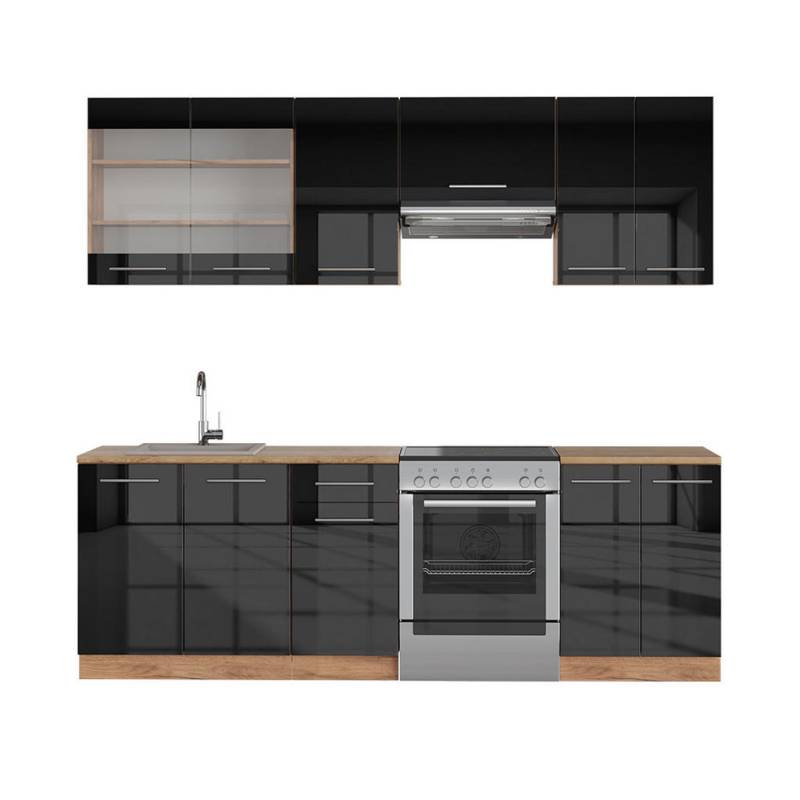 Vicco KÜCHENZEILE Anthrazit, Honigeiche