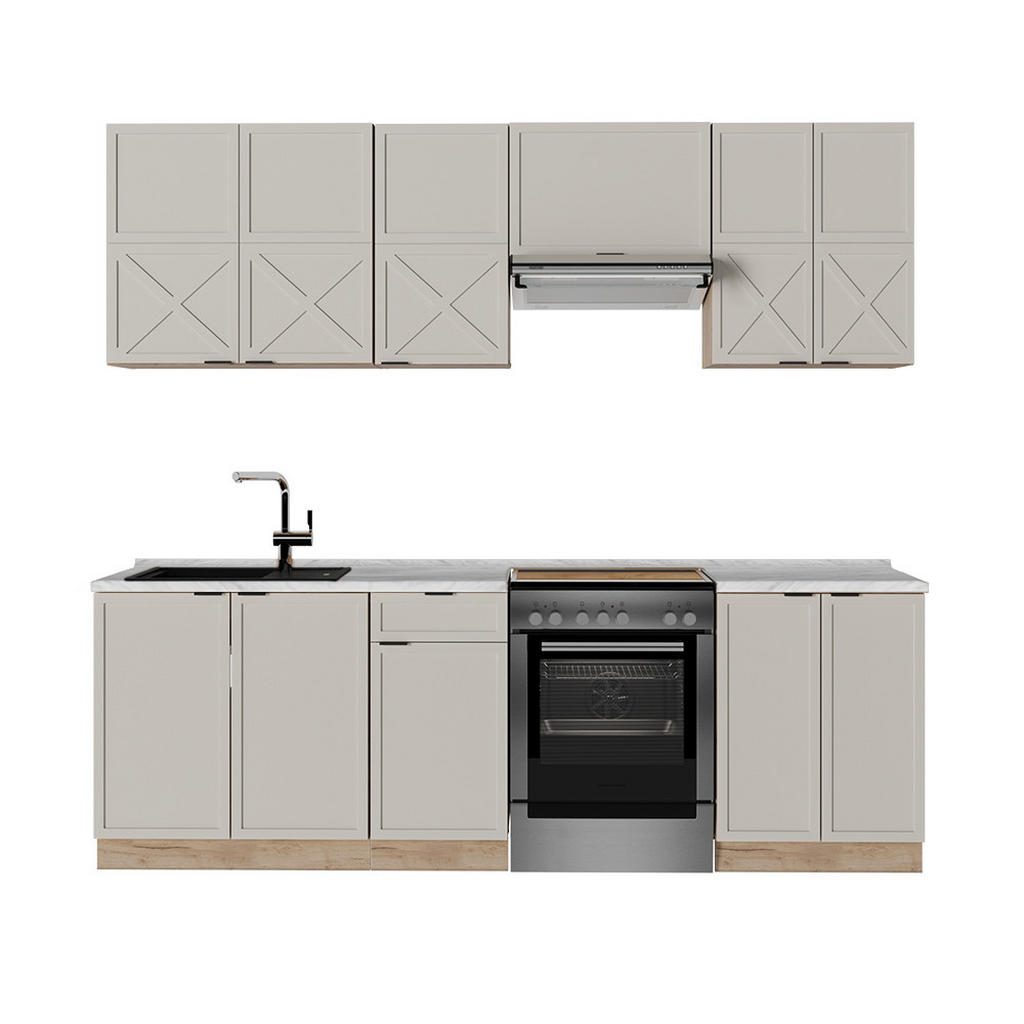 Vicco KÜCHENZEILE Grau, Honigeiche Vicco KÜCHENZEILE Grau, Honigeiche