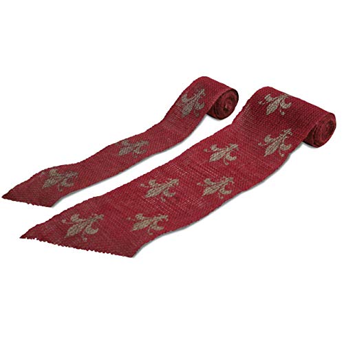 Videx-Deko-Juteband Lilien-Design, rot/Gold, B: 6cm, L: 300cm von Videx