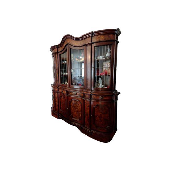 Vintage Holz Kommode mit Glasvitrine,