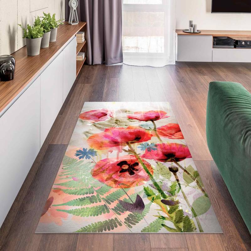 Vinylteppich Aquarell Blumen Mohn