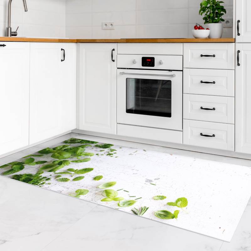 Vinylteppich Kräuter auf Holz Shabby
