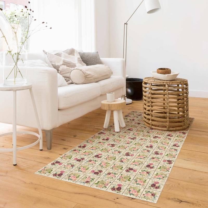 Vinylteppich Vintage Rosen und Hortensien