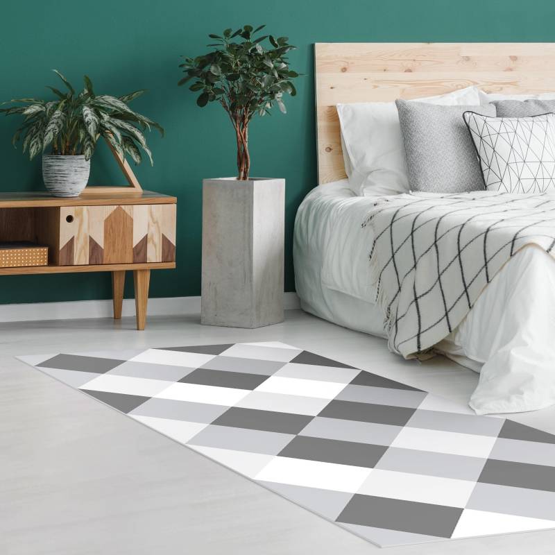Vinylteppich Geometrisches Muster gedrehtes Schachbrett Grau