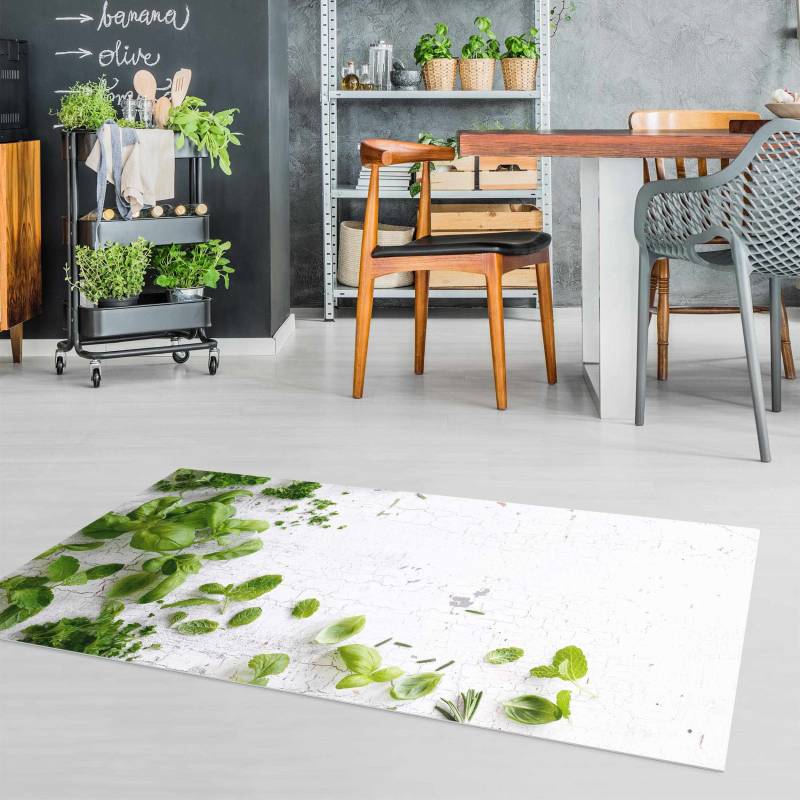 Vinylteppich Kräuter auf Holz Shabby