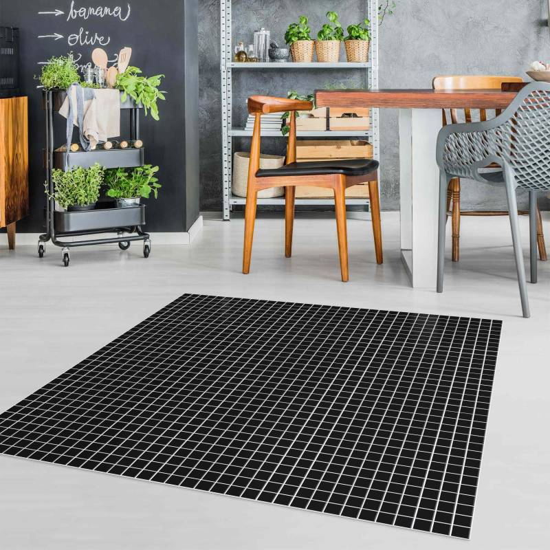 Vinylteppich Mosaikfliesen Schwarz Matt