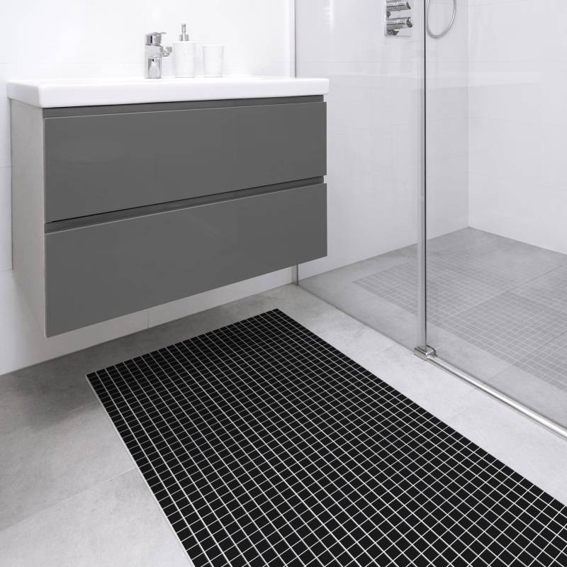 Vinylteppich Mosaikfliesen Schwarz Matt