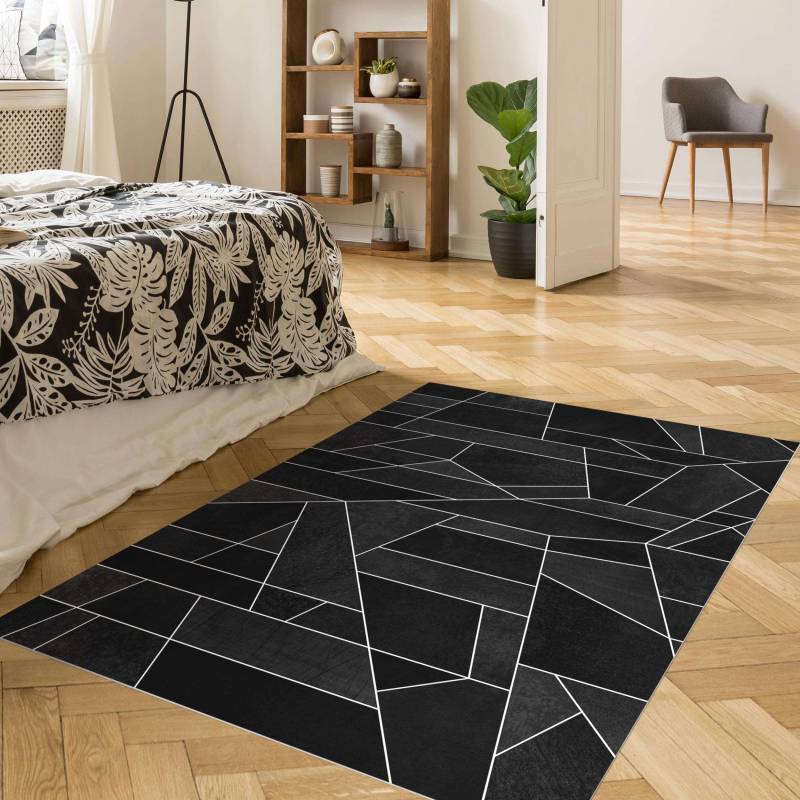 Vinylteppich Schwarz Weiß Geometrie Aquarell