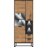 Vitrine 2-trg 79cm MANHATTAN von Wohn-Concept Haveleiche Cognac / Metallgestell graphit