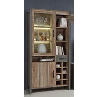 Vitrine L NOTE  von Forte  Betonoptik Dunkelgrau / Picea Kiefer