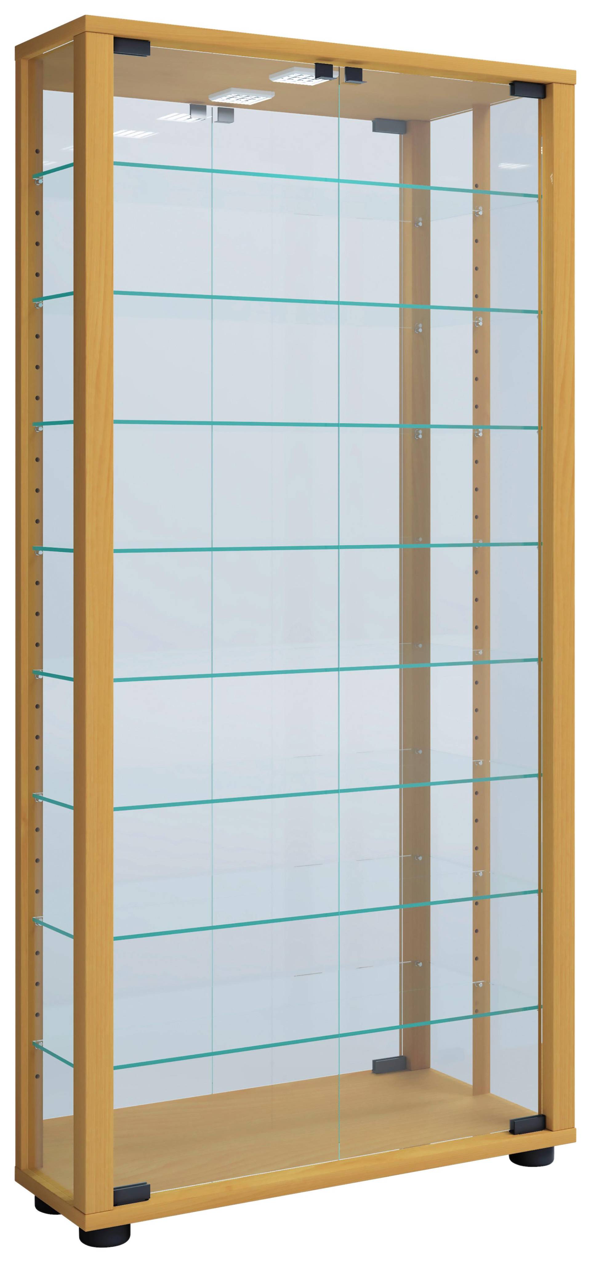 Vitrine Lumo mit LED ca. 59x115x18 cm Buche