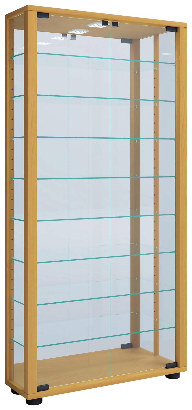 Vitrine Lumo mit LED ca. 59x115x18 cm Buche