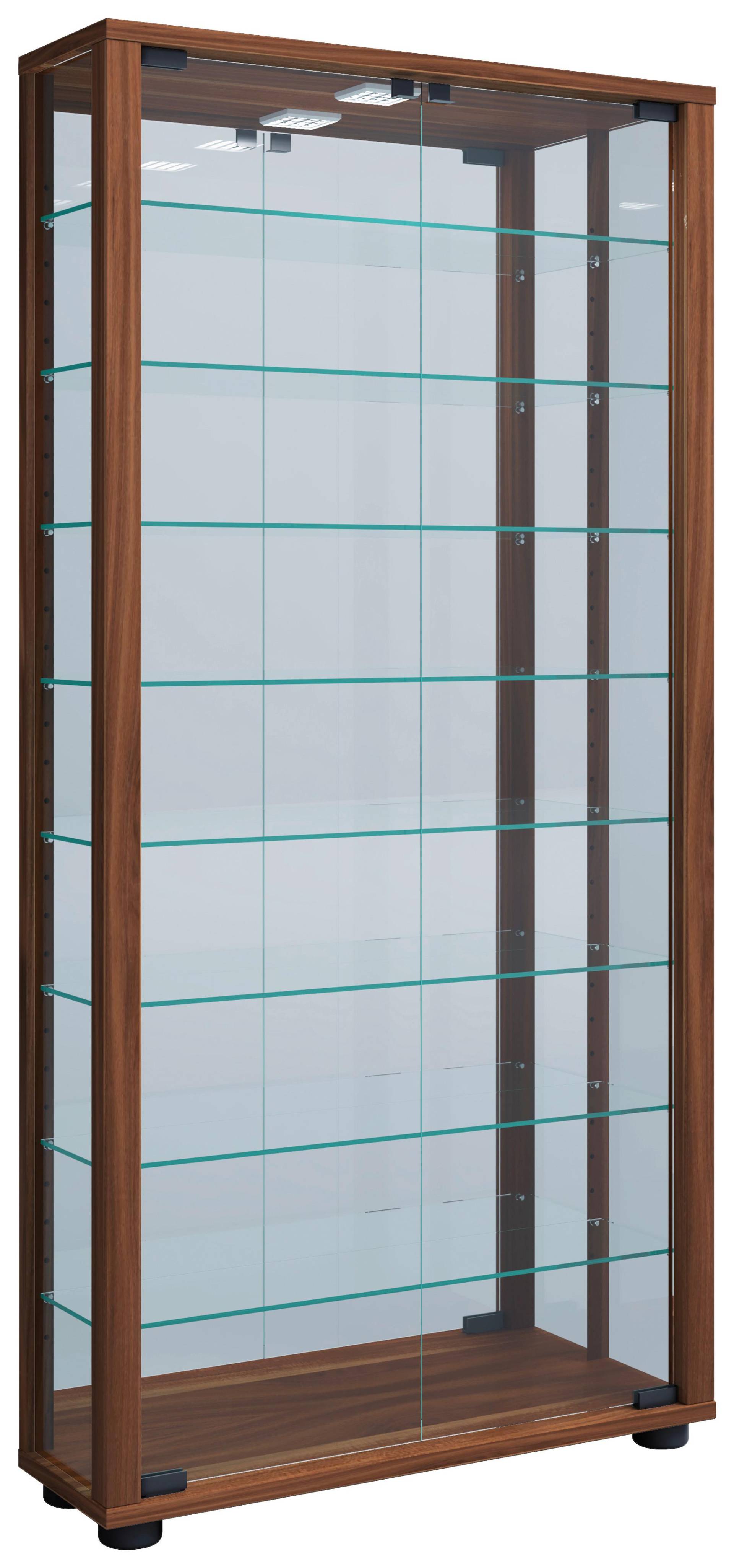 Vitrine Lumo mit LED ca. 59x115x18 cm Nussbaum