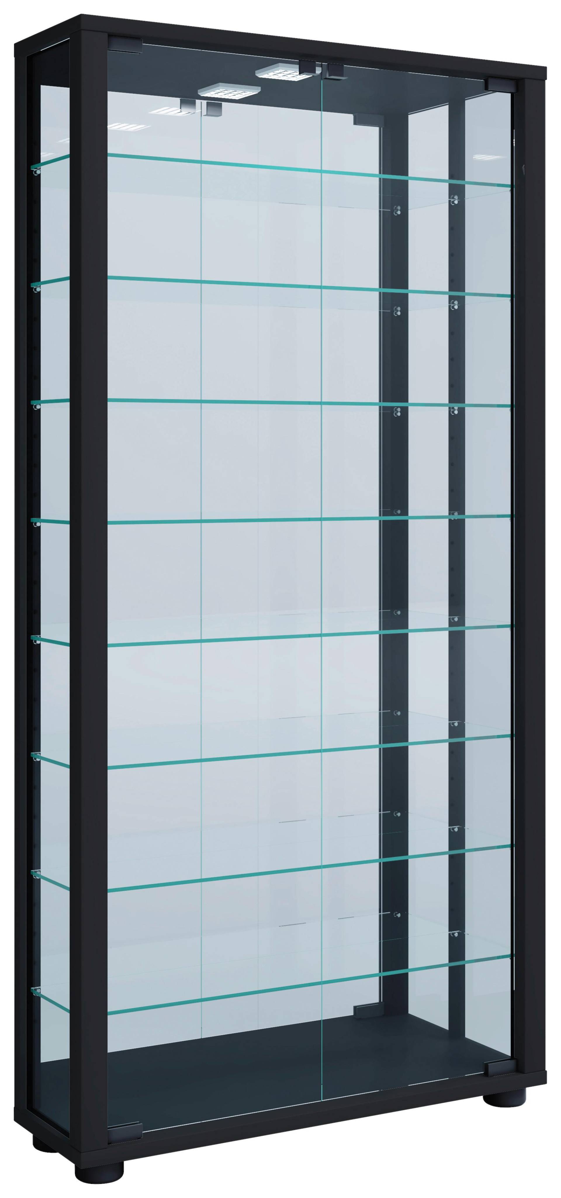 Vitrine Lumo mit LED ca. 59x115x18 cm Schwarz