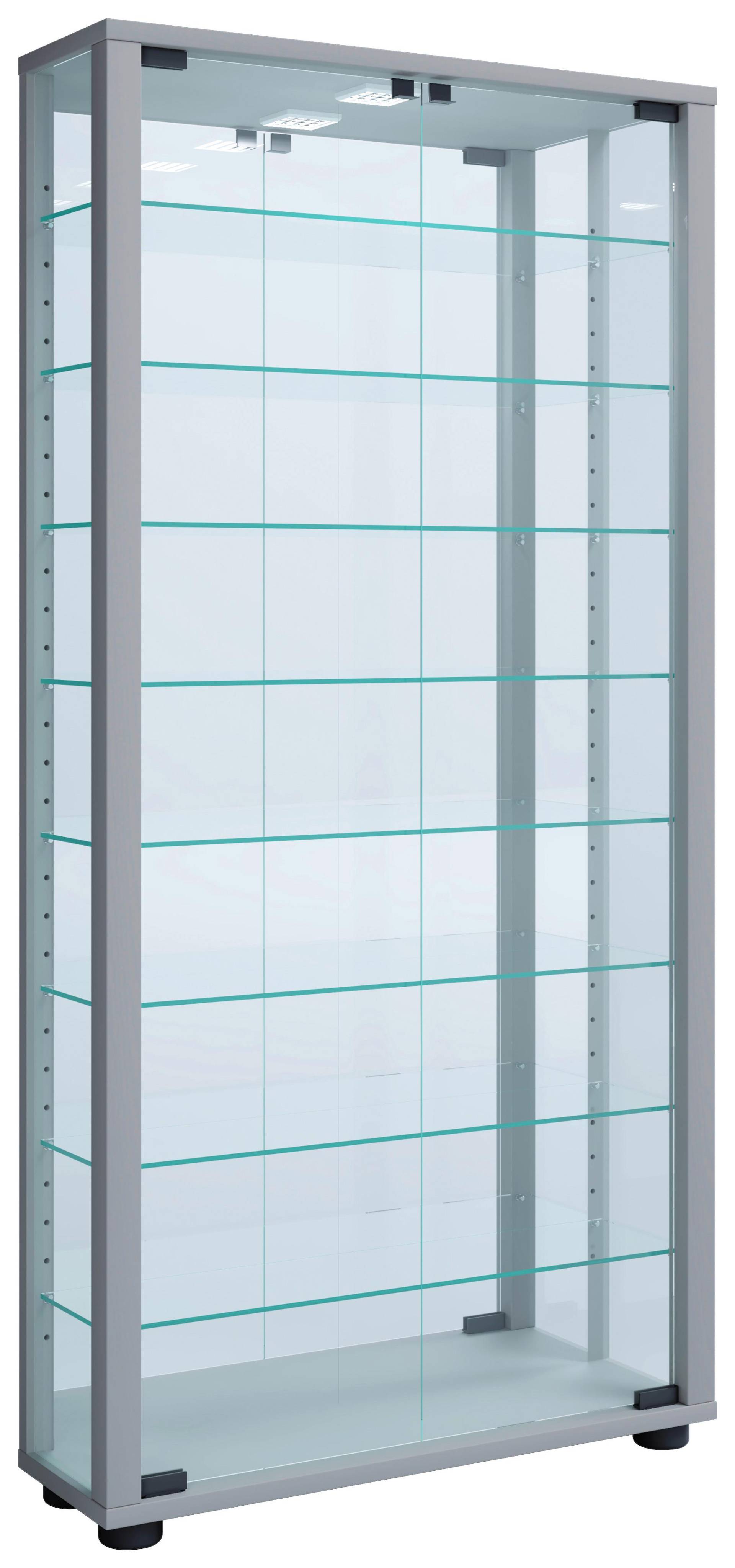 Vitrine Lumo mit LED ca. 59x115x18 cm Silber