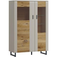 Vitrine ROMY RMYV02L von Wojcik Kiesel grau Flagstaff Eiche PVC