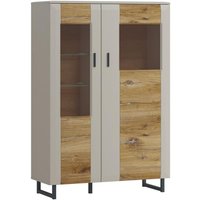 Vitrine ROMY RMYV02R von Wojcik Kiesel grau Flagstaff Eiche PVC