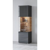 INOSIGN Vitrine "Toledo,Höhe 204 cm trendige Glasvitrine mit dekorative Fräsungen", Standvitrine ohne Beleuchtung, viel Stauraum, hochglanz Front MDF von Inosign
