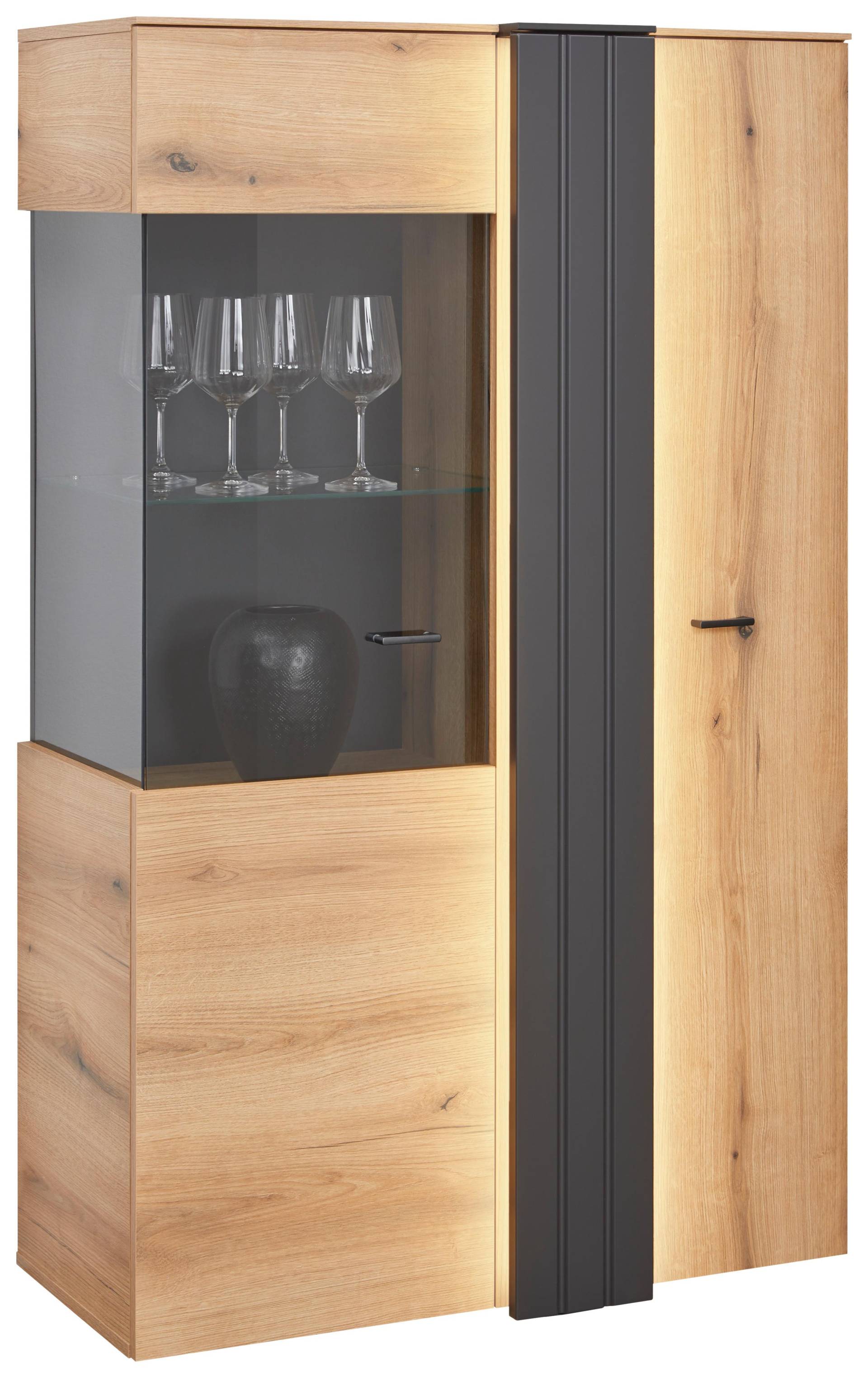Vitrine Verdana in Eiche/Grau