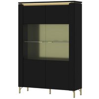 Vitrine inkl. 2 Türen ca. 111x170x40 cm Schwarz Matt / Gold