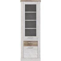 Vitrine mit Glastür DURO von Forte Pinia Weiß / Eiche Antik