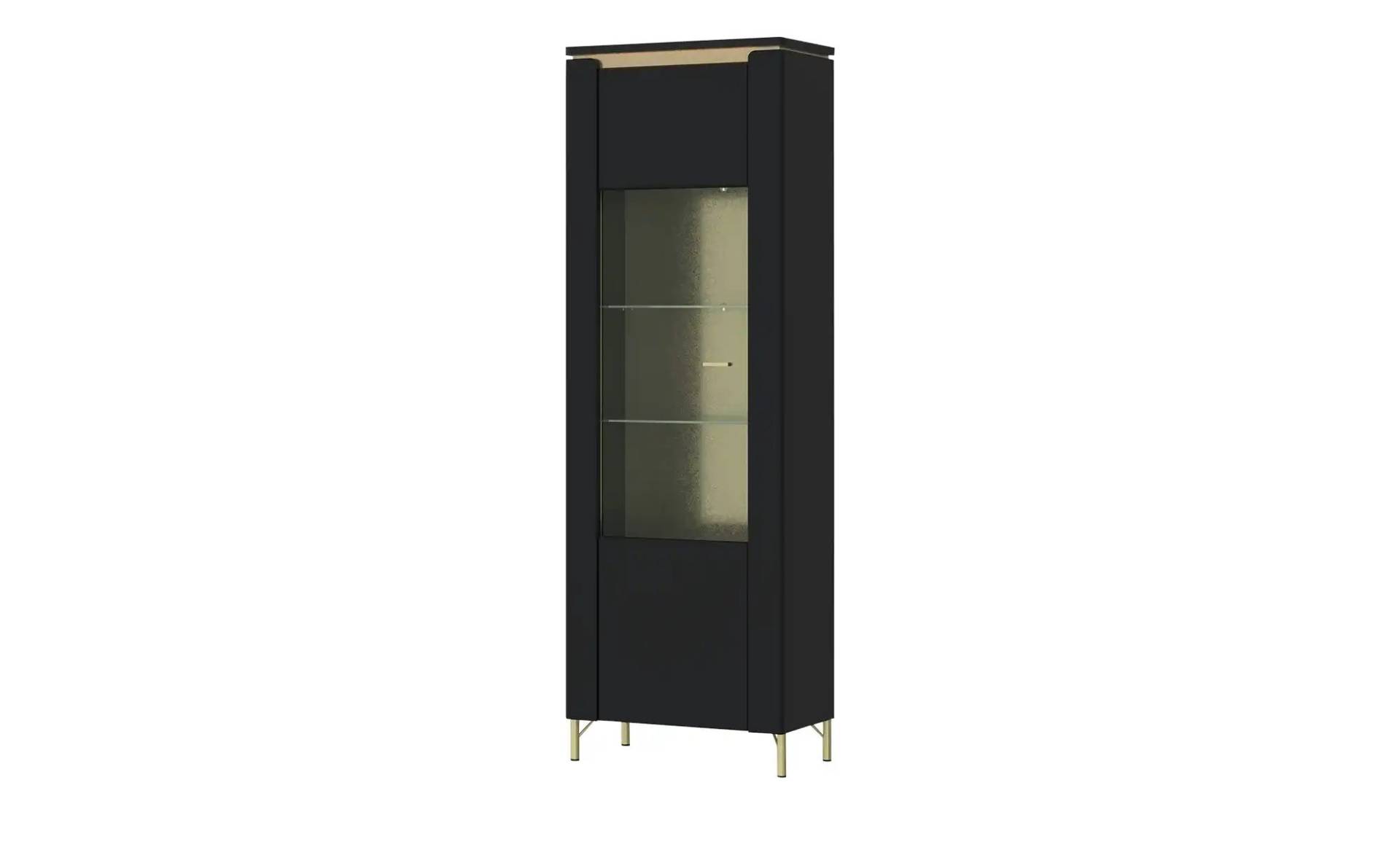 Vitrine mit Softclose Losini ¦ schwarz ¦ Maße (cm): B: 70 H: 201 T: 40.0 Schränke > Vitrinen - Höffner