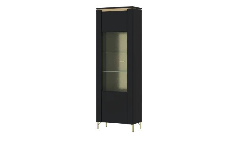 Vitrine mit Softclose Losini ¦ schwarz ¦ Maße (cm): B: 70 H: 201 T: 40.0 Schränke > Vitrinen - Höffner