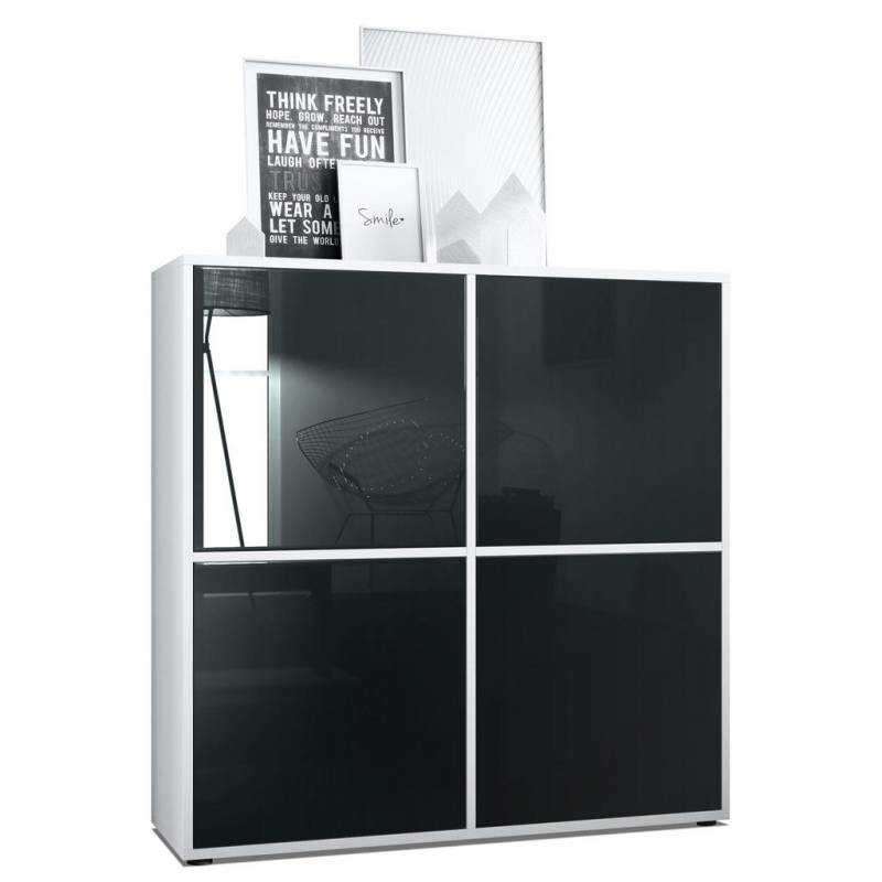 Vladon HIGHBOARD Schwarz Hochglanz