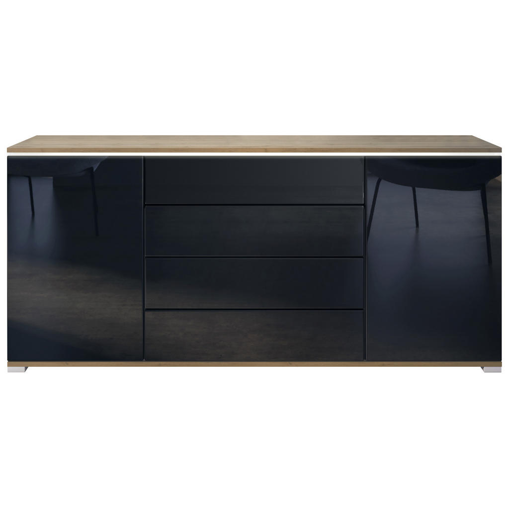 Vladon SIDEBOARD Schwarz Hochglanz