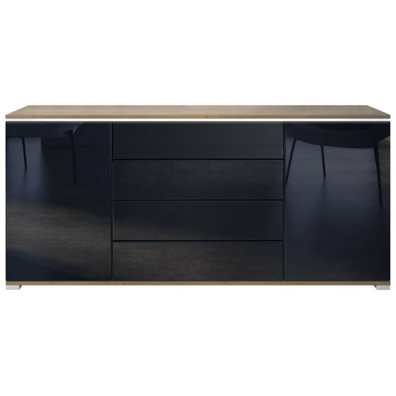 Vladon SIDEBOARD Schwarz Hochglanz