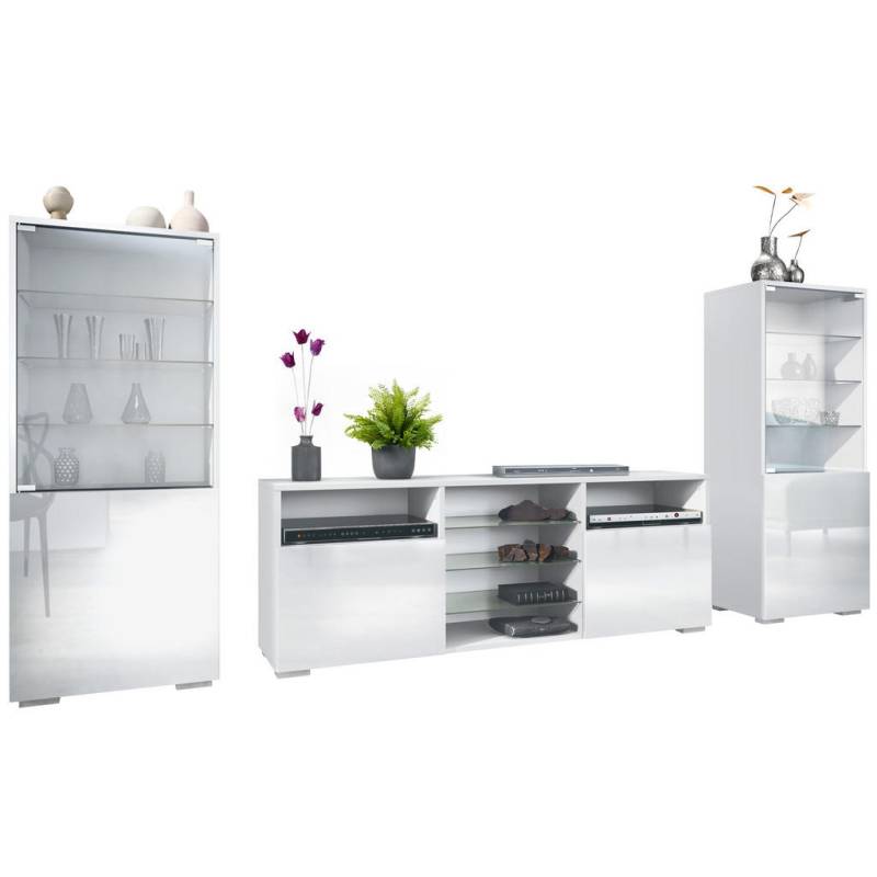 Vladon WOHNWAND Weiß Hochglanz Vladon WOHNWAND Weiß Hochglanz