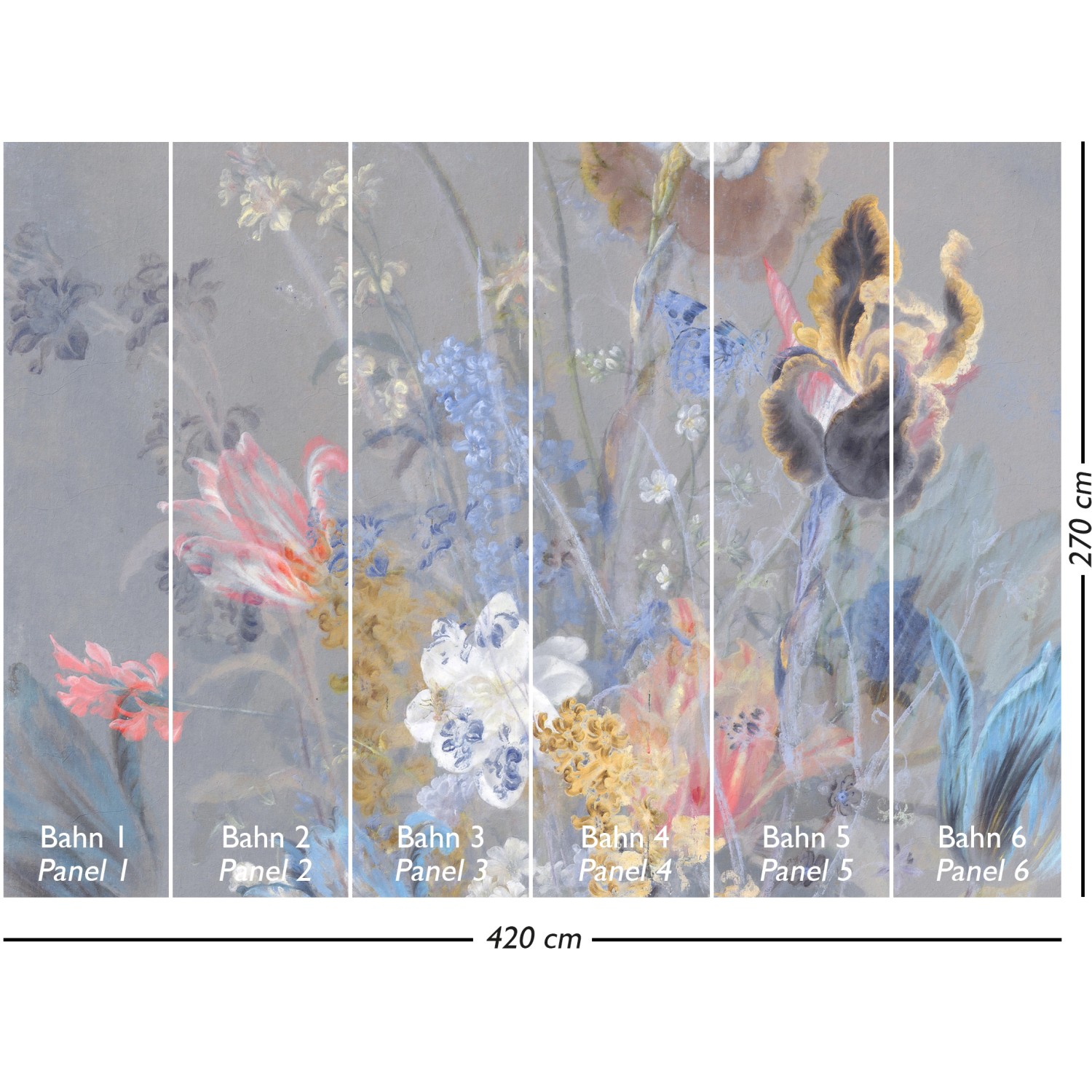 Vliestapete Wandbild Light Flowers 2,70 m x 4,20 m Mehrfarbig FSC® von -