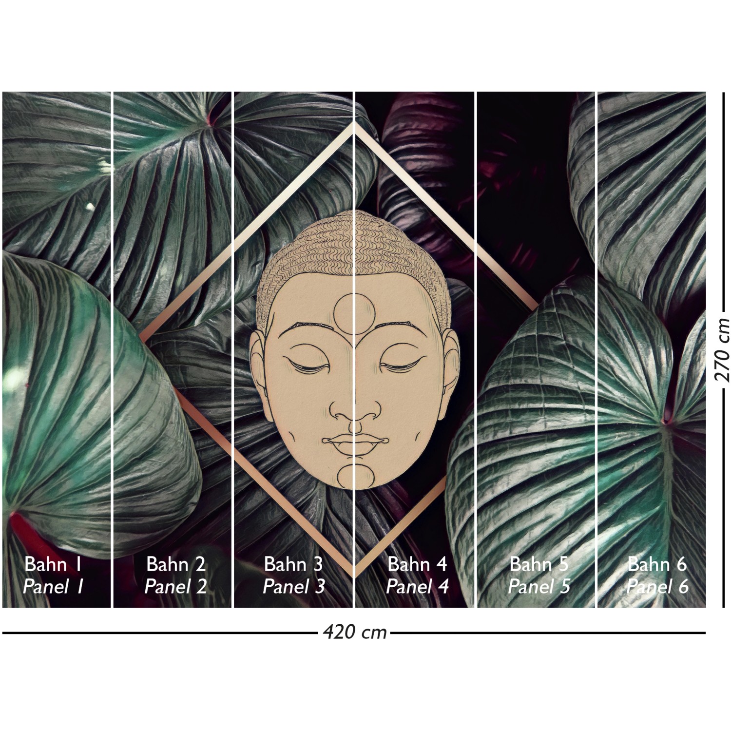 Vliestapete Wandbild Tropical Buddha 2,70 m x 4,20 m Mehrfarbig FSC® von -