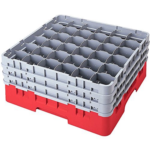 Voetglazenkorf m/2 opzetstukken 500x500 H 184mm max 133mm 36 comp. Cambro 36S434-163 Red von Cambro