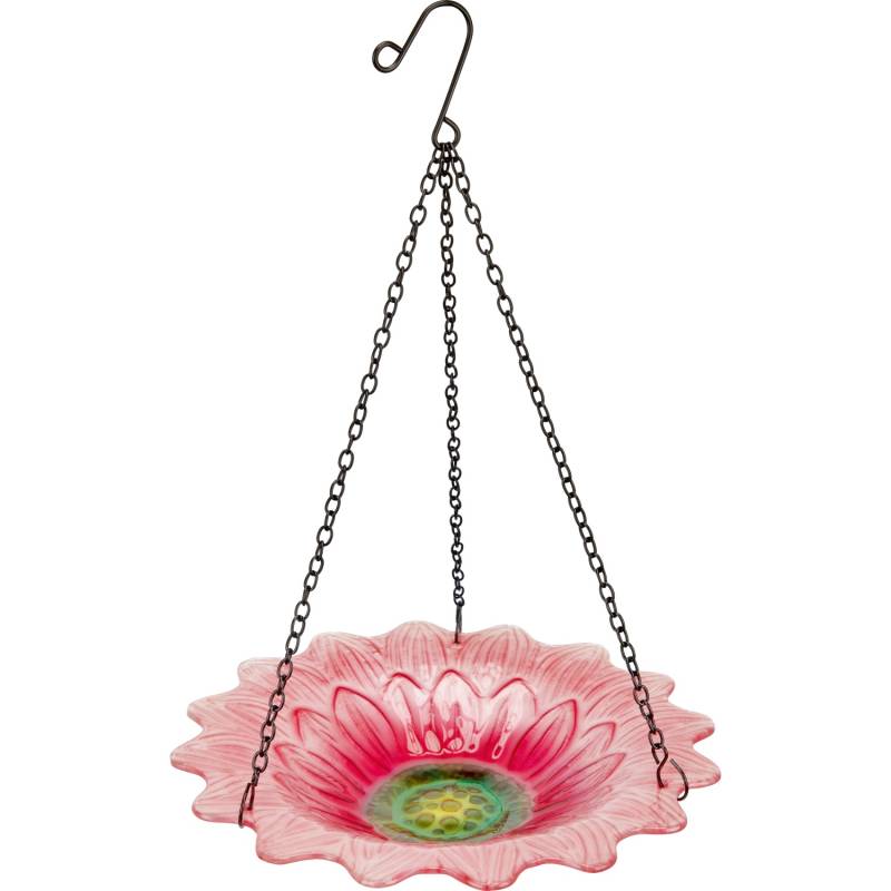 Vogeltränke Hängend Glas Blume Rosa Ø 23 cm