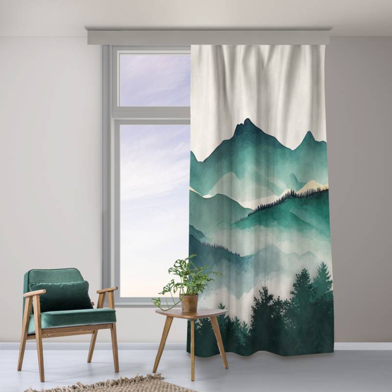 Vorhang Aquarellierte Berglandschaft